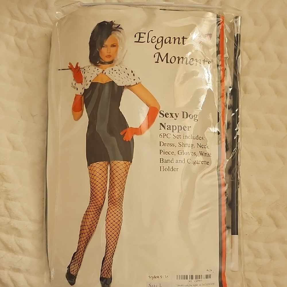 Sexy Dog Napper Costume Set Plus Cruella Wig Halloween